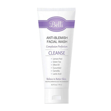 Belli Skincare Anti-Blemish Facial Wash Gel Cleanser | Anti Acne for sensitive skin pregnancy safe Natural Extract Face Wash for All skin types | 6.5 Ounce