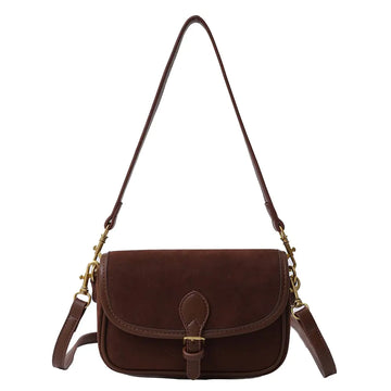 GETERUUV Small Shoulder Bag for Women Suede Bag Retro Fall Bag Stylish Suede Crossbody Bag Square Clutch Handbag Underarm Bag