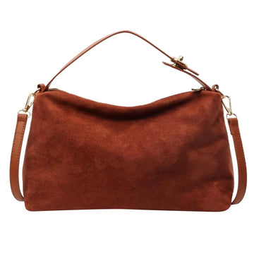 GETERUUV Suede Shoulder Bag for Women Brown Suede Purse 2024 Fall Purse Crossbody Satchel Bag Retro Suede Top-handle Handbag