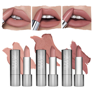 Runway Rogue 90s Vibe Lipstick Trio Moisturizing Matte Lipstick Set (‘Guest List’ ‘Booked Out’ ‘Front Row’)