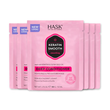 HASK KERATIN Smoothing Deep Conditioner Treatments for all hair types color safe gluten free sulfate free paraben free - Pack of 6