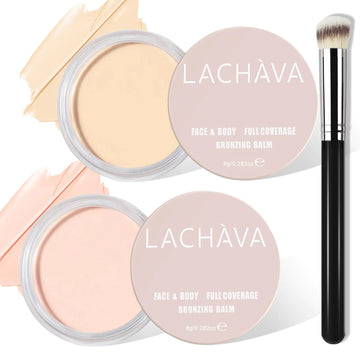 LOKFAR 2PCS Concealer Full Coverage Kit with Brush Under Eye Concealer for Dark Circles Cream Makeup Concealer [Hydrating Waterproof Concealer] for Conceals Acne Blemish Pores and Spots (#01+#02)