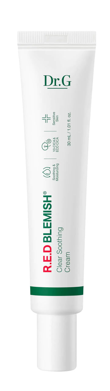 Dr.G RED Blemish Clear Soothing Cream 30ml - Moisturizing Recovery Cream for Sensitive Acne-Prone Skin; Cica Soothing Moisturizer Korean Skin Care Korean Skincare Kbeauty K Beauty Korean Beauty