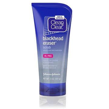 Clean & Clear Blackhead Eraser Facial Scrub with 2% Salicylic Acid Acne Medication Oil-Free Daily Facial Scrub for Acne-Prone Skin Care 5 oz (Pack of 4)