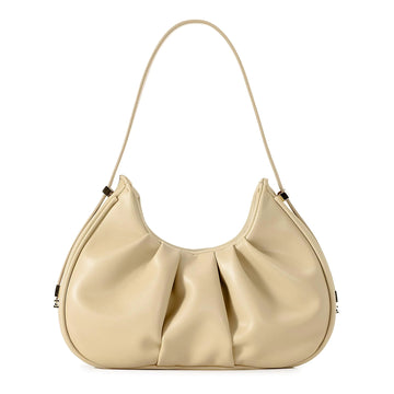 Herald Ruched Shoulder Bag Cloud Design Hobo Clutch Purse for Women Small Mini Cute Tote Handbag with Adjustable Strap (Khaki)