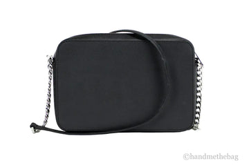 Michael Kors Jet Set Large East West Black Saffiano Leather Crossbody Handbag