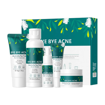 Skin Care SetAcne Treatment for Face Skin Care Sets & KitsTea Tree Essential Oil Facial Skincare Gift Set with CleanserTonerSerumGel Acne Treatment Kit Cream Skin Care for Teens 10-12 Girls Boys