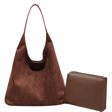 Suede Tote Bag for Women Suede PurseStylish Large Capacity Work handbag Suede Hobo Shoulder Bag