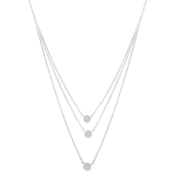 .925 Sterling Silver 1/2 Cttw Round Diamond Medallion Multi-Strand Tri Pendant 18" Necklace (H-I Color, I2-I3 Clarity)
