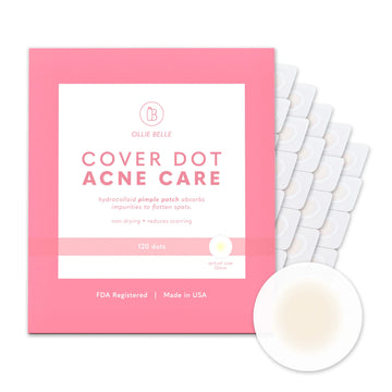 Cover Dot Acne Care (120 Dots) Skin Blemish Treatment with Hydrocolloid | Clear Waterproof Patch | Oil and Pimple Absorbing | Made in USA