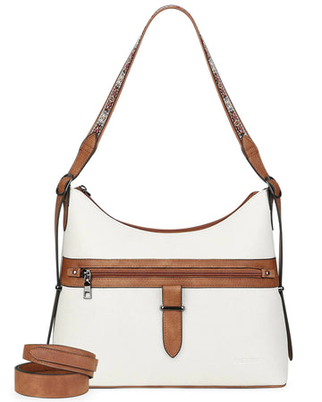 FADEON Hobo Bags Purse for Women Vegan Leather Crossbody Bag Designer Ladies Shoulder Cross Body Handbag Wide Straps White