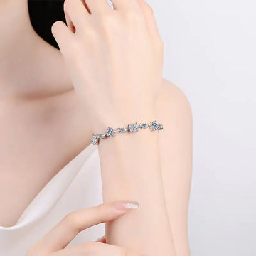 Sterling Silver Moissanite Shaped Bracelet for Women