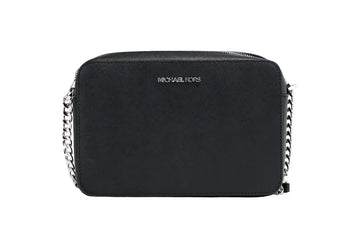 Michael Kors Jet Set Large East West Black Saffiano Leather Crossbody Handbag