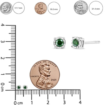 Sterling Silver Rose Cut Treated Green Diamond Solitaire Stud Earrings (0.25 cttw, Green Color, I2-I3 Clarity)