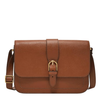 Fossil Womens Zoey Leather Large Flap Crossbody Purse Handbag Brown (Model: ZB1935200)