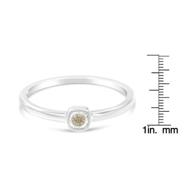 .925 Sterling Silver 1/20 Carat Diamond Square Cushion-Shaped Miracle Set Petite Fashion Promise Ring (J-K Color, I1-I2 Clarity)