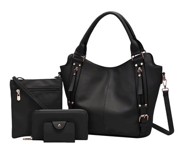 Soperwillton Purses for Women Large Shoulder Handbag Tote PU Leather Hobo Crossbody Bag Ladies Wallet Set 4pcs