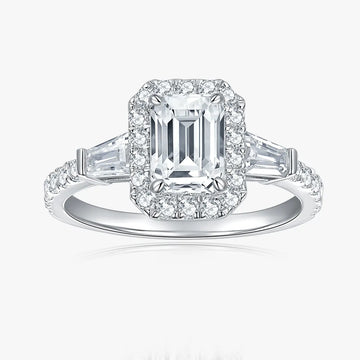 Emerald Cut Moissanite Ring in 925 Sterling Silver