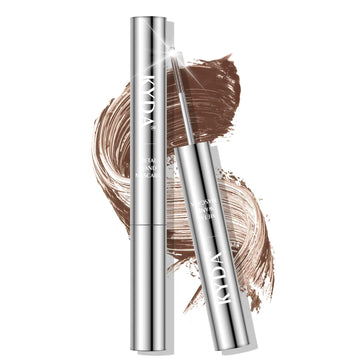 KYDA Brown Washable Metal Wand Mascara Extra Slim Charming Eyelash Look Bristleless Metal Mascara Quick Dry Lasting Natural Lash Makeup