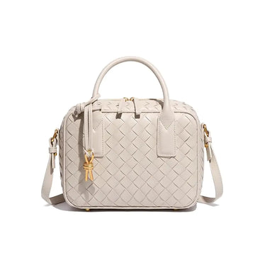 Woven Leather Crossbody Bag - Top Handle Bag - Woven Purses for Women Vegan Leather Shoulder Bag Braided HandBag