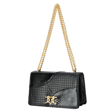 DEEPMEOW Crossbody Bags for Women Gold Chain Fashion Snake Print PU Leather Shoulder Purse Small Handbag Evening Satchel（Black）
