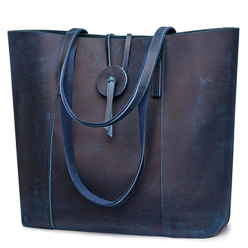 S-ZONE Vintage Genuine Leather Tote Bag for Women Large Shoulder Purse Handbag