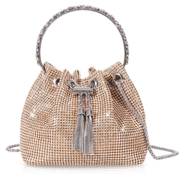 Desy & Feeci Bling Rhinestone Purse for Women Glitter Clutch Handbag Bucket Evening Bag for Girls Wedding Party