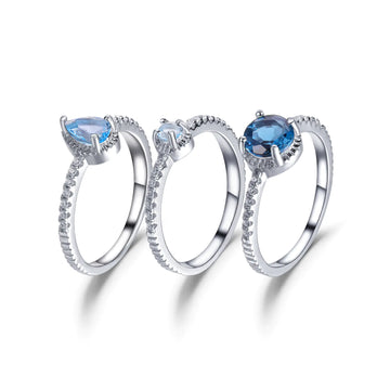 Simple Natural Topaz and Diopside Ring Sets