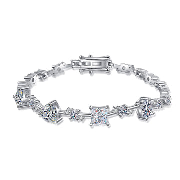 Sterling Silver Moissanite Shaped Bracelet for Women
