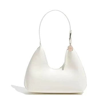 JOLLQUE Shoulder Bag for Women Small Leather Handbag PurseUnique Trendy Zipper Hobo Bag(White)
