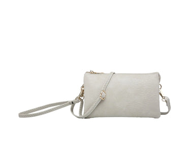 Jen & Co. M013-BONE Riley Wristlet Crossbody Adjustable/Detachable Vegan Leather Handbag Shoulder Purse Bone