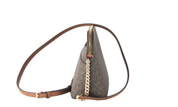 Michael Kors Jet Set Medium Brown Signature PVC X Cross Dome Crossbody Handbag