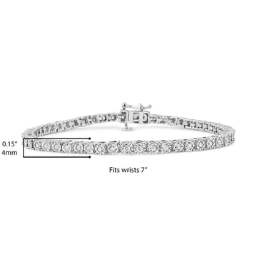IGI Certified .925 Sterling Silver 1.0 Cttw Miracle-Set Diamond Round Miracle Plate Tennis Bracelet (I-J Color, I3 Clarity)