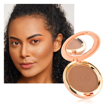Oulac Matte Bronzer Powder Face Makeup with Mirror - Natural SunKissed Bronzer LookHighly Pigmented Cream Bronzer Long Lasting Glow Easy to Blend Vegan & Cruelty-Free BS03