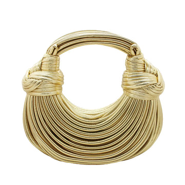 Tngan Women Woven Handbag PU Leather Satchel Creative Noodles Style Fashion Crossbody Bag Z-gold