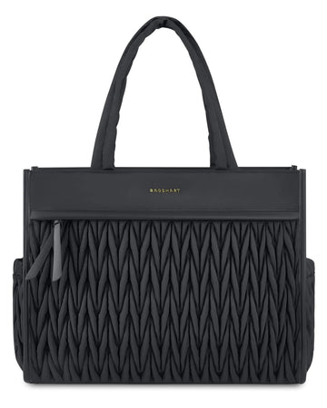 BAGSMART Tote Bag for Women Large Tote Bag with Zipper Black Shoulder Bag Top Handle Handbag for Travel Work