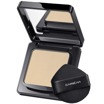 CARSLAN Oil Control Face Pressed Powder Compact 24H Longlasting Waterproof Pressed Setting Powder Foundation Makeup Shine Free Poreless Smooth 01 Golden for dry skin (0.28Oz)