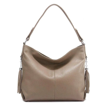 Fashion Soft Real Genuine Leather Tassel Womens Handbag Ladies Shoulder Tote Messenger Bag Satchel Black White