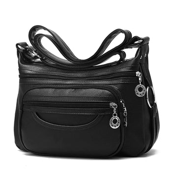 Mosthello Crossbody Bag for Women Multi Pocket PU Leather Shoulder Handbag Large Capacity Lightweight Purse for Daily Use