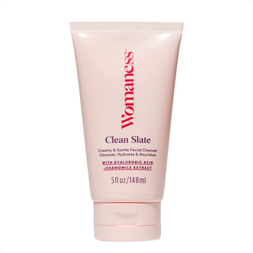 Womaness Clean Slate Hydrating Facial Cleanser & Gentle Face Wash for Women - Creamy Sensitive Skin Brightening & Anti Aging Face Wash with Hyaluronic Acid Chamomile Extract + AHA Lactic Acid (5oz)