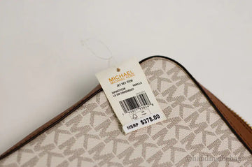 Michael Kors Jet Set Large East West Vanilla Leather Crossbody Bag Handbag